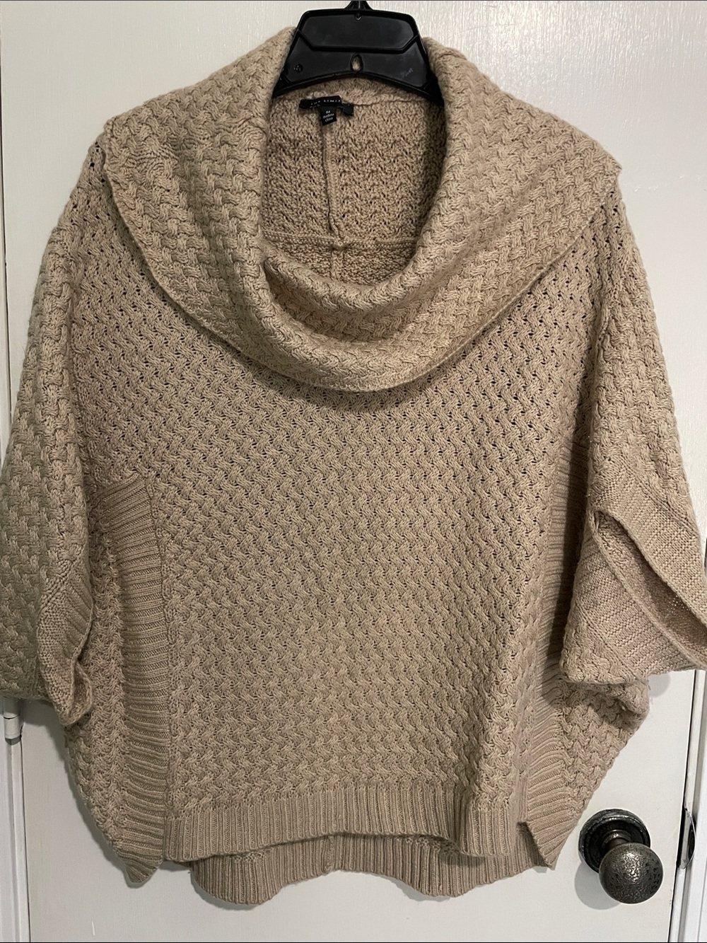 The Limited Beige Cowl Neck Cable Knit Sweater Poncho